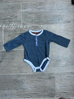 7 for All Mankind Blue Heather Henley baby bodysuit